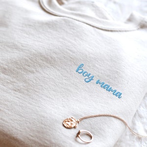 Embroidered Boy Mama Sweatshirt, Mom Crewneck, Gift for Mama, Boy Mama Embroidery Sweatshirt, Mom Gift, Embroidered Mom Crewneck