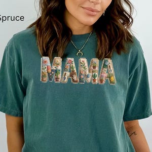 Mama Gardening T-Shirt, Faux Patchwork Floral Crewneck, Mom Sweater Gift