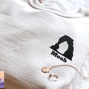 Embroidered Moab Sweatshirt, Moab Utah Sweater, National Park Crewneck, Unisex Hiking Camping Outdoors Warm Pullover, Moab Utah Gift
