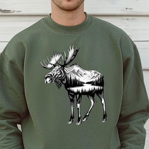 Moose Sweatshirt, Moose Gifts, Animal Lover Gift, Moose Sweater, Alaska Sweatshirt, Travel Sweatshirt, Cute Moose Sweatshirt