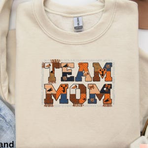 Team Mom Sweatshirt & T-Shirt, Faux Patchwork Cheerleading Crewneck, Cheer Mom Gift