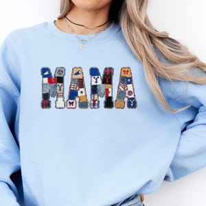 Cheer Mama Faux Patchwork Cheerleader T-Shirt, Cheer Mom Sweatshirt