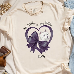 Personalized My Westie Is My Bestie T-Shirt, Cute Custom Name West Highland Terrier Dog Tee, Pet Lover Gift, Adorable Puppy Shirt