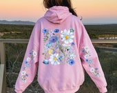 Wildflowers Hoodie, Boho Cottagecore Floral Hoodie