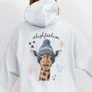 Giraffe Hoodie, Unisex Funny Giraffe Hooded Sweatshirt, Cute Animal Sweatshirt, Giraffe Lover Gift, Safari Zoo Adventure Outfit