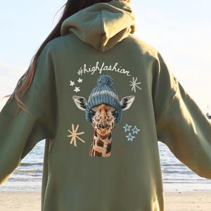 Giraffe Hoodie, Unisex Funny Giraffe Hooded Sweatshirt, Cute Animal Sweatshirt, Giraffe Lover Gift, Safari Zoo Adventure Outfit