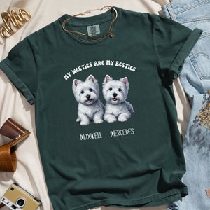 パーソナライズされたウェスティシャツ、カスタムウエストハイランドテリアTシャツ、ウェスティドッグTシャツ、ウェスティママシャツ、ドッグパパギフト、コンフォートカラー