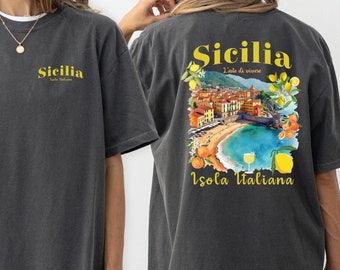 Sicilia Shirt, Sicily Palermo Travel Comfort Colors Shirt, Sicily Lemons Tshirt, Italian Clothing, Italy gifts, Oversized Tee