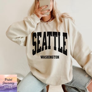 Seattle Sweatshirt, Minimalist Seattle Fan Crewneck Sweatshirt, Vintage Seattle Sweatshirt Seattle Gift College Student Gift, Game Day Shirt