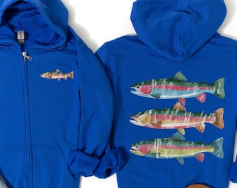 Trout Zip Hoodie Fly Fishing, Men's Fishing, Men's Fly Fishing, Brook Trout Tee, Rainbow Trout, Salmon, Fly Fishing Gift, Unisex Hoodie