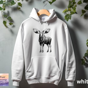 Moose Hoodie, Moose Hooded Sweatshirt, Cute Sweater for Women and Men, Moose Lover Gift, Gift for Her Him, Outdoors Hiking Fishing Camping
