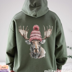 Silly Moose Hoodie for Men and Women, Unisex Hooded Sweatshirt for Moose Lovers, Moose Gifts, Nature Hoodie, Gift for Dad Grandpa Boyfriend