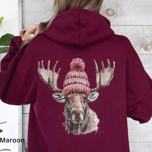 Funny Moose Hoodie for Men and Women, Hooded Sweatshirt for Moose Lovers, Moose Gifts, Nature Hoodies