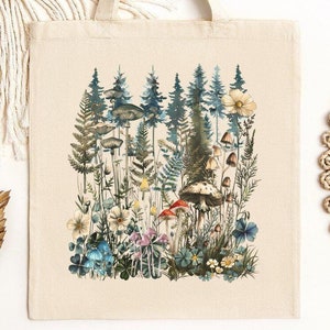 Woodland Forest Tote Bag, Gift for Nature Lovers, Pacific Northwest Oregon Washington Idaho Travel Gift, Eco Friendly Cotton Shopping Bag