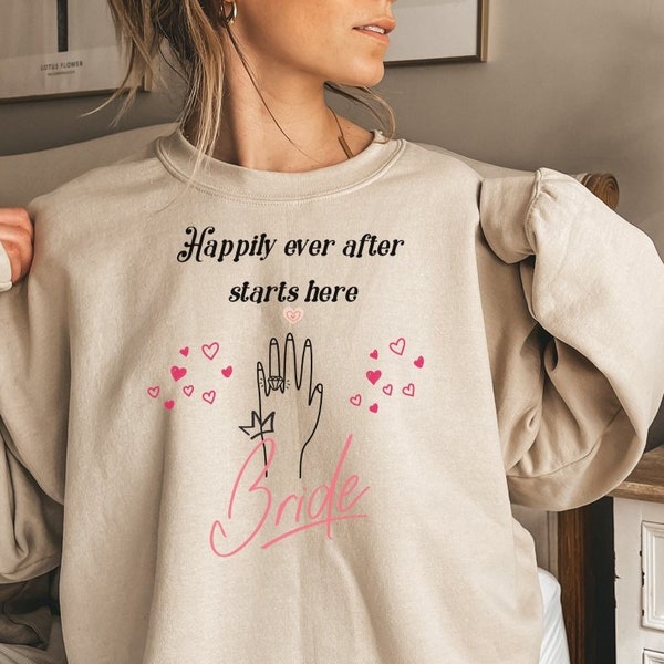 Happily Ever After Starts Here Bride T-Shirt, Wedding T-Shirt, Bride Shirt, Bachelorette Party Shirts, Bridal Party Shirts