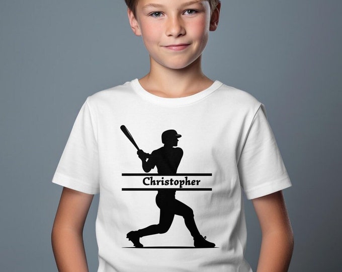 Youth Baseball Silhouette T-Shirt, Christopher Personalized Name Tee, Sports Casual Wear, Kids Athletic Apparel, Gift for Young Athletes