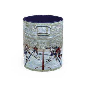 Taza de hockey sobre hielo, taza de café de hockey con vitral falso, taza de aficionado al hockey sobre hielo, taza de arte deportivo imagen 13