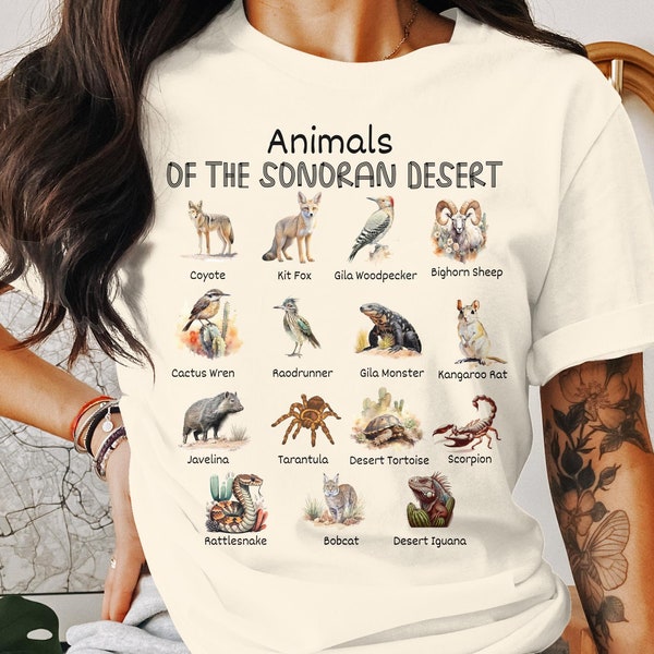 Animals of the Sonoran Desert Tshirt Tee, Unisex Shirt, Kids T-Shirt, Arizona T-Shirt, Wildlife Tee Shirt, Tucson Arizona, Desert Shirt