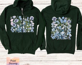 Wildflowers Zip Hoodie, Flower Lover Gift, Gift for Mom