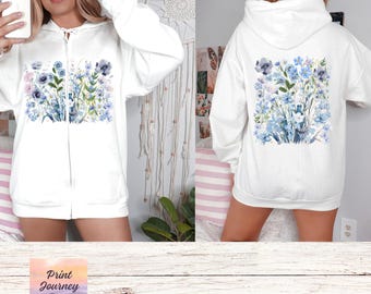 Wildflowers Zip Hoodie, Flower Lover Gift, Gift for Mom