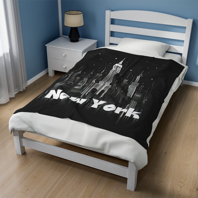 New York City Skyline Blanket, NYC Blanket, NYC Bedroom Decor, NYC Gift, New York City Gift, Soft Throw Blanket for Couch, Modern Bedroom image 9