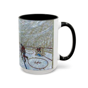 Taza de hockey sobre hielo, taza de café de hockey con vitral falso, taza de aficionado al hockey sobre hielo, taza de arte deportivo imagen 7