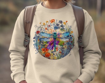 Dragonfly Flower T-Shirt, Sweatshirt Hoodie, Dragonfly TShirt, Dragonfly Lover Gift, Insect Shirt, Dragonfly Tank Top, Animal Graphic Shirt