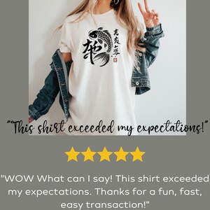 Japanese Koi Fish Art T-Shirt, Unique Asian Design Tee, Casual Graphic Print Top, Stylish Streetwear, Gift for Him or Her, Artistic Apparel image 3