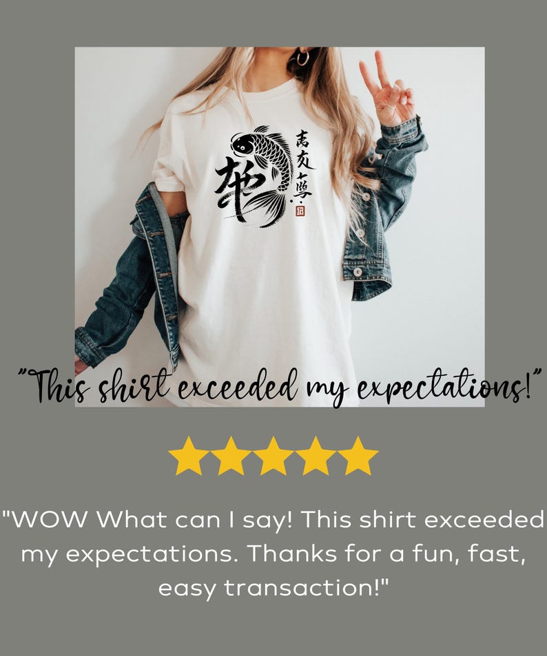 Japanese Koi Fish Art T-Shirt, Unique Asian Design Tee, Casual Graphic Print Top, Stylish Streetwear, Gift for Him or Her, Artistic Apparel image 3