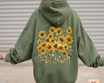 Sunflower Hoodie, Gift for Flower Lover, Gardening Shirt