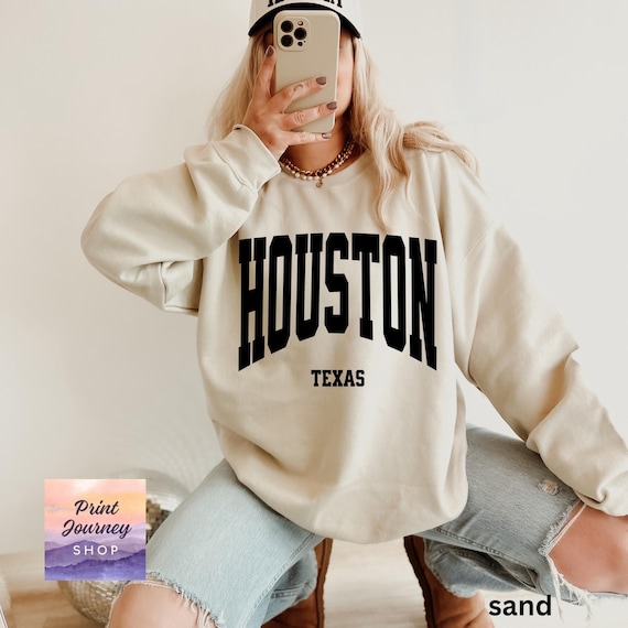 Houston Sweatshirt, Trendy Varsity Sweatshirt, Aesthetic College