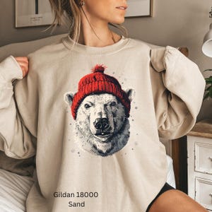 Polar Bear Sweatshirt, Cozy Winter Sweater, Cute Animal Sweater, Warm and Stylish Sweatshirt, Fun Graphic Top, Polar Bear Print Sweater