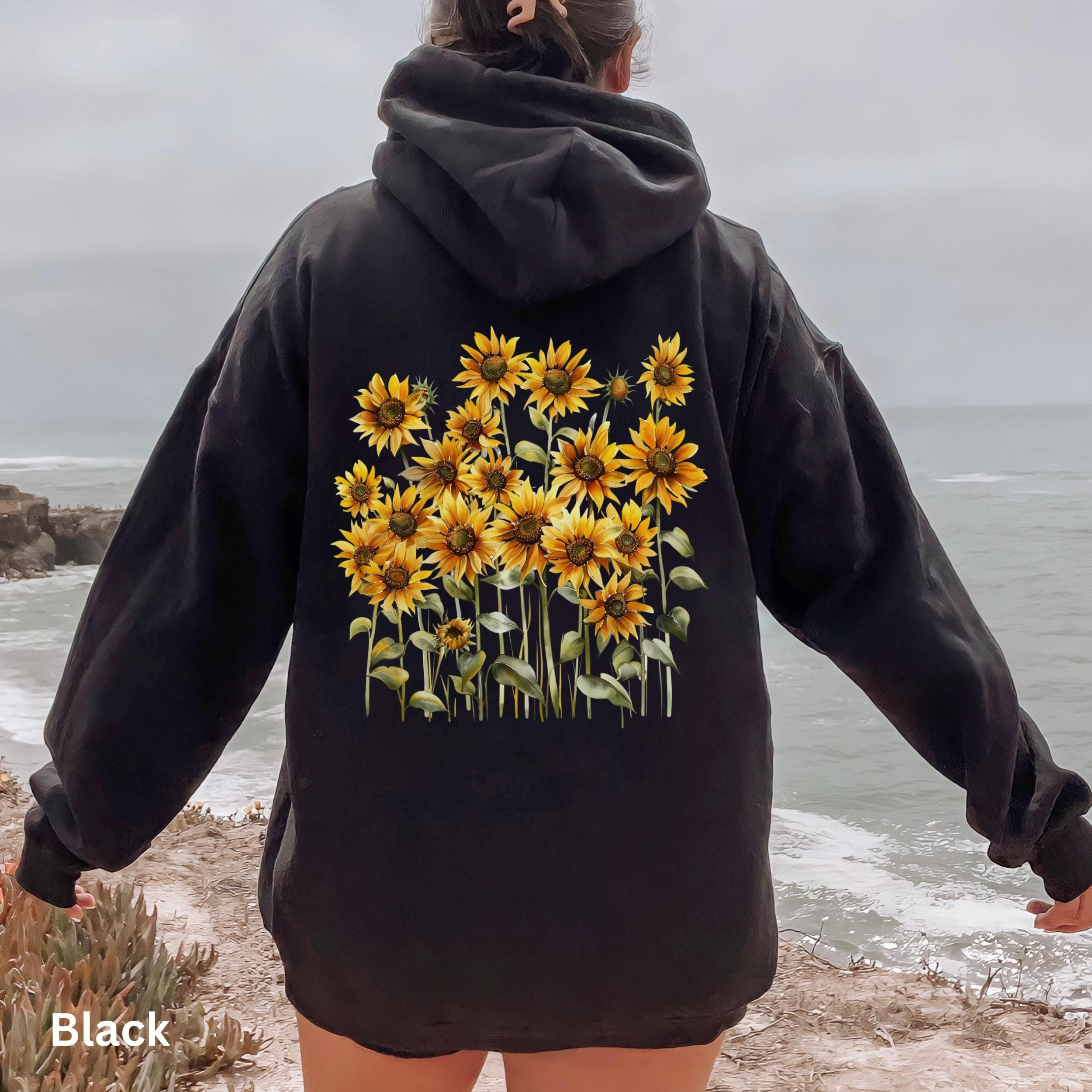 JEOCODY Women's Casual Hoodie - Long Sleeve Sunflower Pattern Sweatshirt With Pocket, 6X-Large - View #6