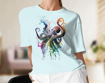 Octopus Shirt, Colorful Octopus T-Shirt, Scuba Diving Tee, Scuba Diver OceanCore Gift, Animal Lover Octopus Tee