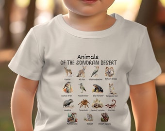 Animals of the Sonoran Desert T-Shirt for Toddlers, Arizona T-Shirt for Kids, Wildlife Tee Shirt, Tucson Arizona, Desert Shirt