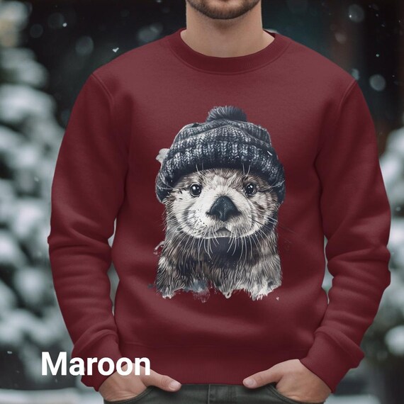 Funny Otter Sweatshirt, Unisex Sea Animal Lover Sweatshirt, Trendy