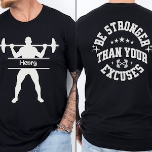Personalized Weight Lifting Shirt Front and Back, Custom Gym Shirt, Funny Workout Shirt, Custom Name Weightlifting T-Shirt, Bodybuilder Tee