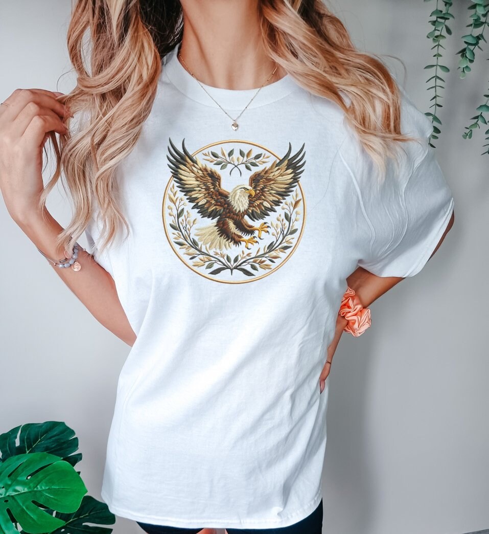 Embroidery Style Eagle T-shirt, Eagle Sweatshirt, Retro