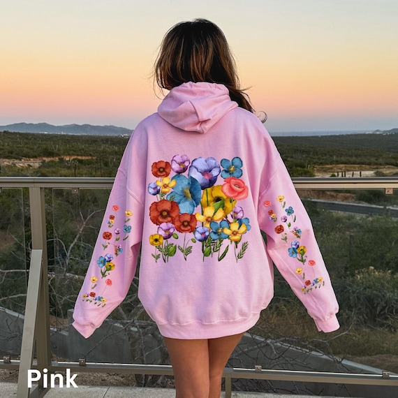 *新作アイテム* QUASI Flower Pullover Hoodie Wildflowers Hoodie, Boho Cottagecore Floral Hoodie