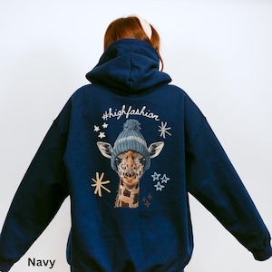 Giraffe Hoodie, Unisex Funny Giraffe Hooded Sweatshirt, Cute Animal Sweatshirt, Giraffe Lover Gift, Safari Zoo Adventure Outfit