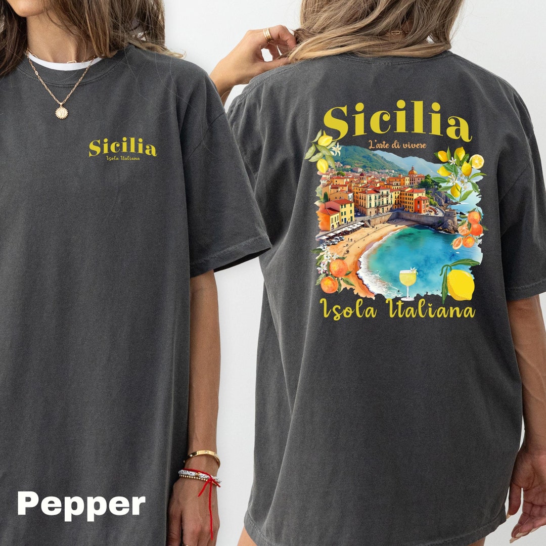 T-shirt PALERMO SICILIA ITALIA - Coton Noir, Manches Courtes, Marque B&C, Neuf Avec étiquette