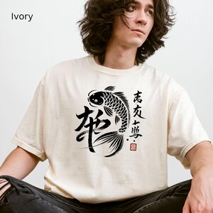 Japanese Koi Fish Art T-Shirt, Unique Asian Design Tee, Casual Graphic Print Top, Stylish Streetwear, Gift for Him or Her, Artistic Apparel image 7
