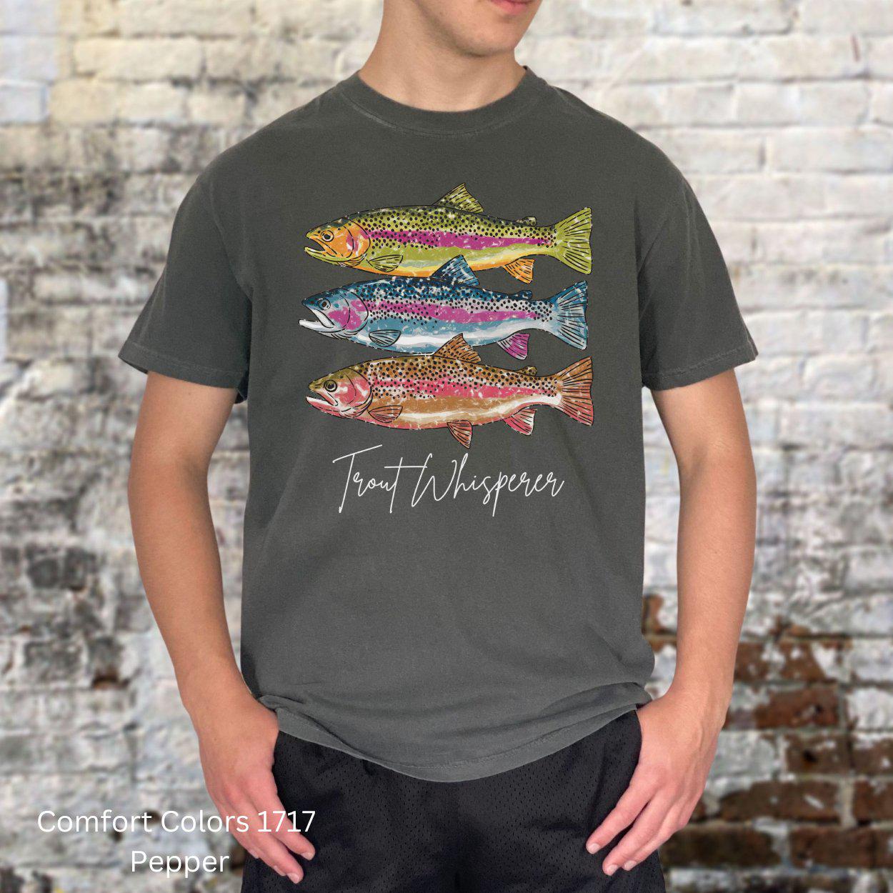 Trout Whisperer Shirt, Fly Fishing Gift Tee, Rainbow Trout Graphic 