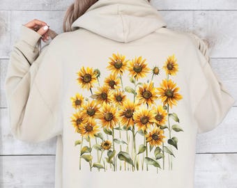 Apparel Yellow Hoodie With Roses Sunflower Hoodie, Gift For Flower