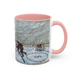 Taza de hockey sobre hielo, taza de café de hockey con vitral falso, taza de aficionado al hockey sobre hielo, taza de arte deportivo imagen 20