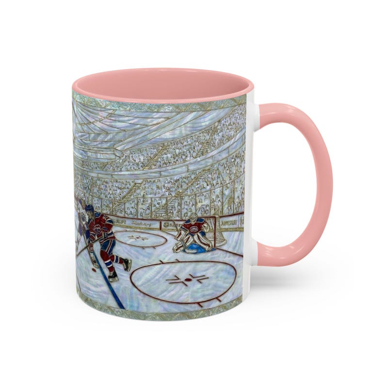 Taza de hockey sobre hielo, taza de café de hockey con vitral falso, taza de aficionado al hockey sobre hielo, taza de arte deportivo imagen 20