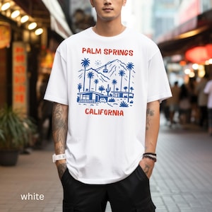Palm Springs California graphic t-shirt, casual streetwear tee, summer vacation top, trendy urban apparel, gift for him