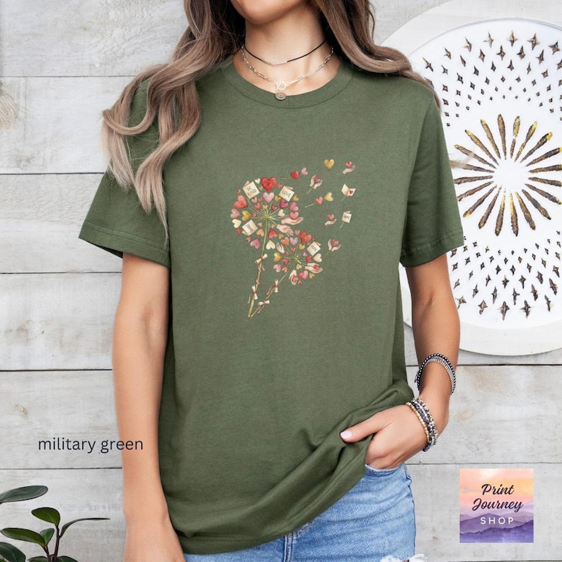 Womens Graphic Tee, Floral Bouquet Shirt, Casual Green T-shirt, Trendy Printed Tee, Everyday Wear, Comfortable Graphic T-shirt for Women