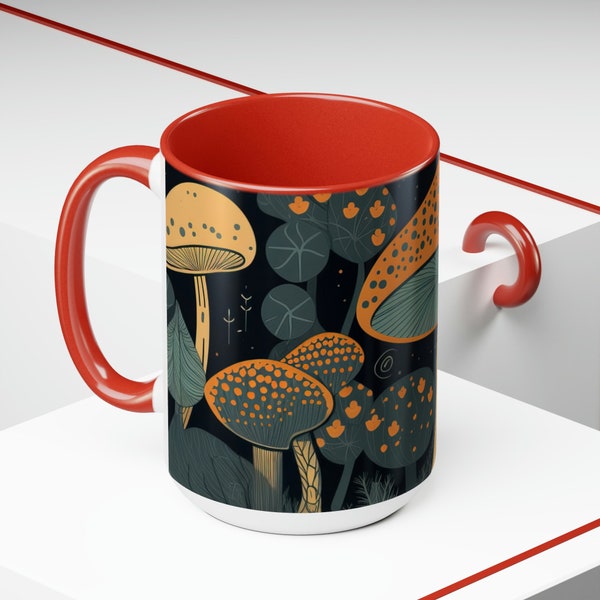 Mushroom Cottagecore Mug Boho Botanical Mushroom Large Two-Colored Coffee Mug Aesthetic Tea Mug Coffee Lover Gift Mothers day Gift