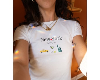 NYC Baby Tee, NYC Taxi Graphic Baby Tee, y2k Baby Tee, Vintage Baby Tee, New York Baby Tee, New York City Shirt, NYC Graphic Tee